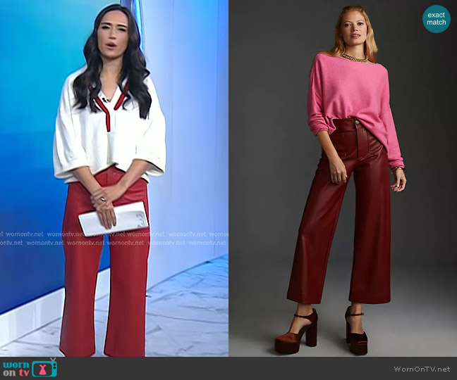 Maeve The Colette Cropped Wide-Leg Pants Faux-Leather Edition worn by Emilie Ikeda on Today