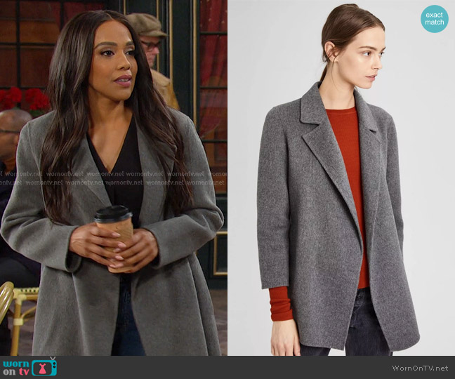 Theory Clairene Jacket in Charcoal Melange worn by Jada Hunter (Elia Cantu) on Days of our Lives