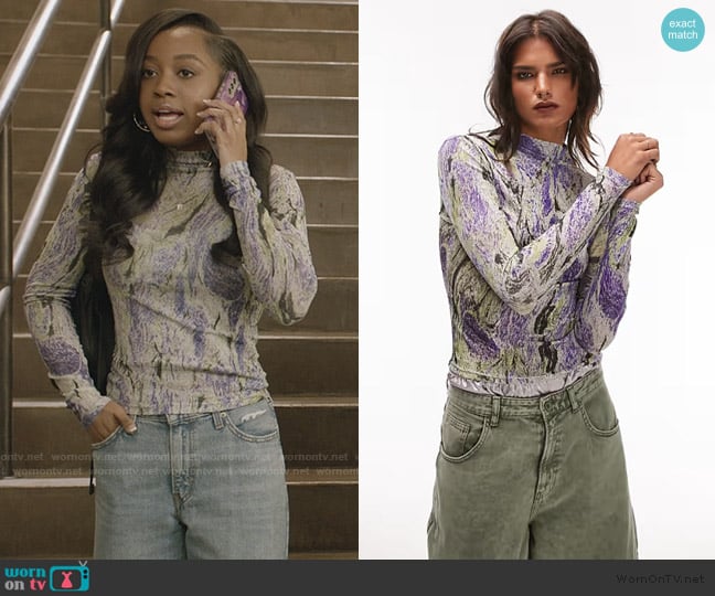 Topshop Long sleeve high neck top worn by Amina Simms (Alexis Chikaeze) on All American