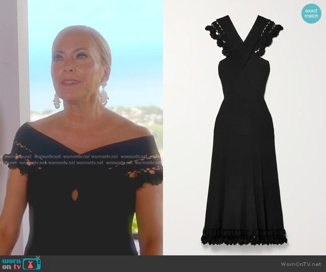 Ulla Johnson Fiora Crochet-trimmed Midi Dress worn by Sutton Stracke on The Real Housewives of Beverly Hills