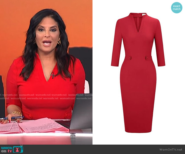 MUXXN V Neck Midi Sheath Dress worn by Darlene Rodriguez on Today
