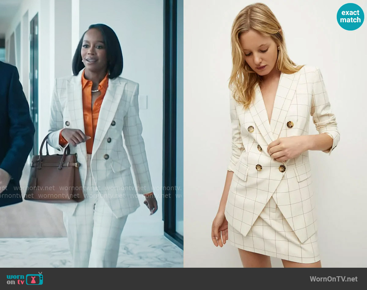 Veronica Beard Charleston Jacket in Ecru Deep Ochre worn by Catherine (Aja Naomi King) on Grosse Pointe Garden Society
