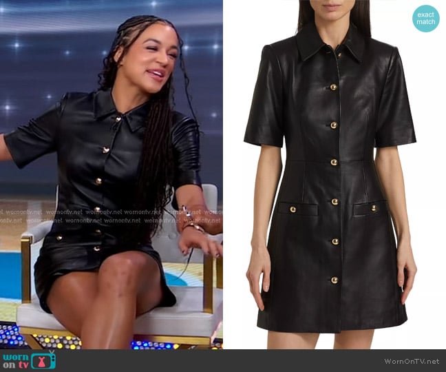 Veronica Beard Paige Leather Dress worn by Andraya Carter on Good Morning America
