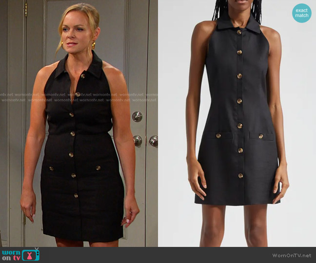 Veronica Beard Roxanne Linen Blend Button-Up Minidress worn by Belle Brady (Martha Madison) on Days of our Lives