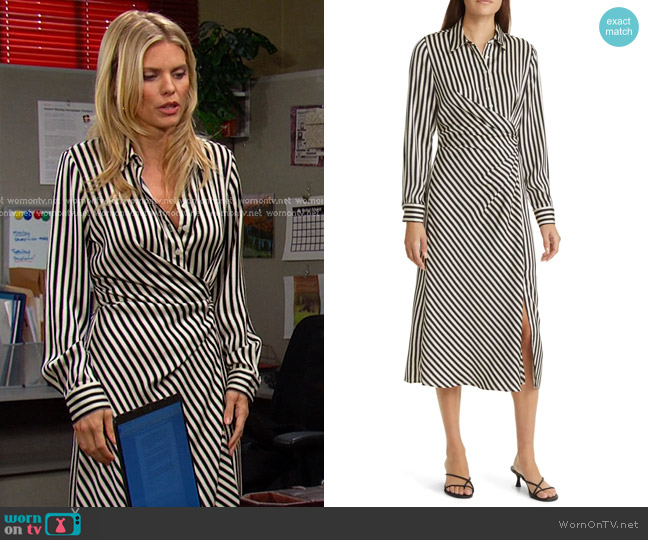 Zoe and Claire Side Knot Stripe Shirtdress worn by Catherina Greene (AnnaLynne McCord) on Days of our Lives