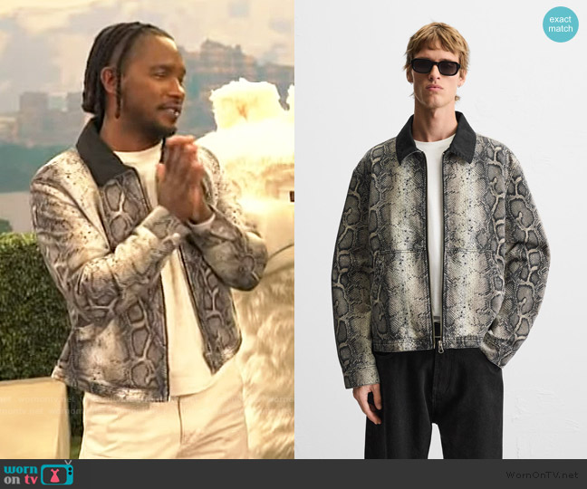 Zara Animal Print Jacket worn by Scott Evans on Access Hollywood