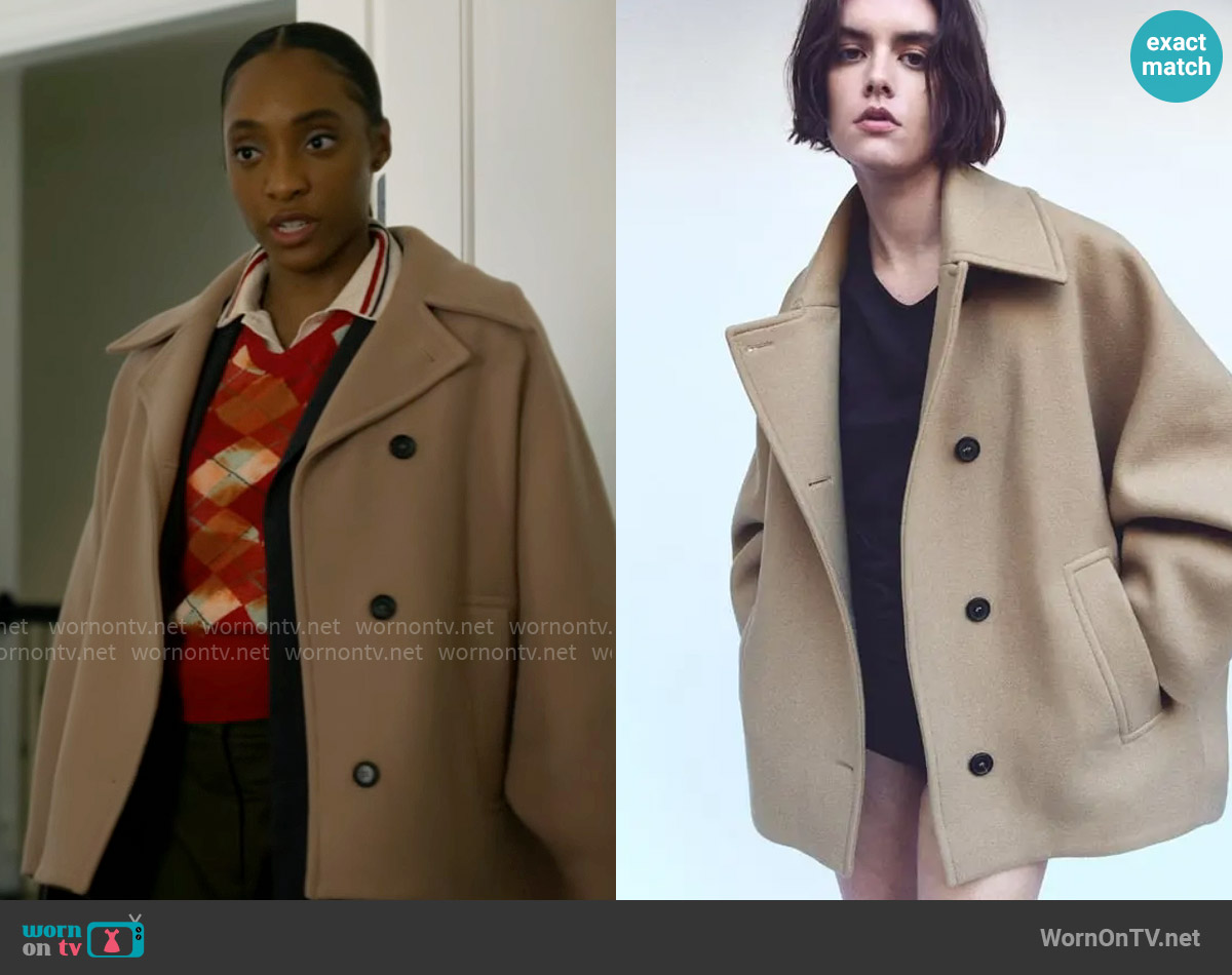 Zara Short Wool Blend Coat worn by Faith Mitchell (Iantha Richardson) on Will Trent