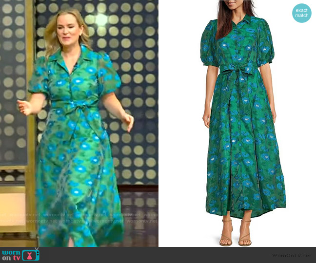 Abbey Glass Charlotte Floral Print Short Sleeve V-Neck Fit and Flare Dress worn by Liz Tenety on Tamron Hall Show