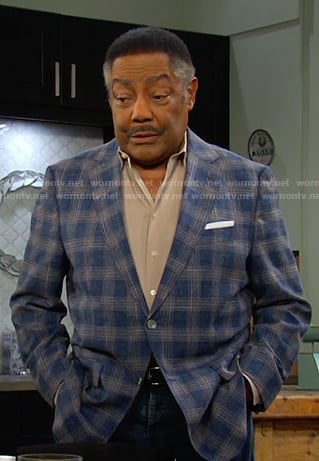 Abe’s blue plaid blazer on Days of our Lives