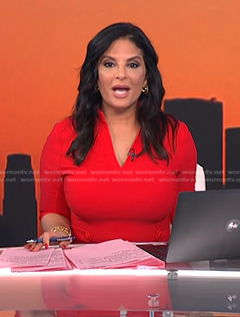 Darlene’s red v-neck sheath dress on Today