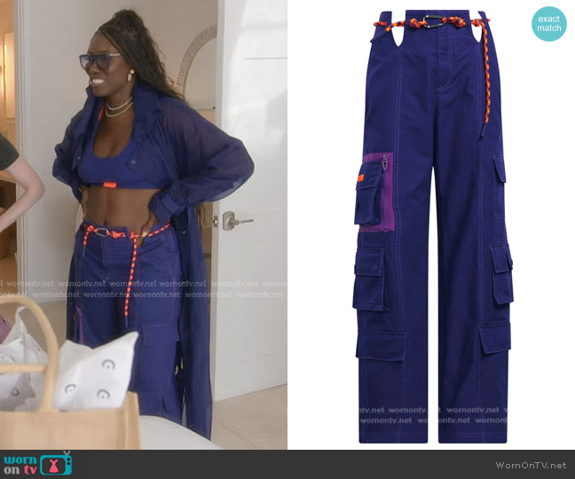 Adidas x Ivy Park Cotton Blend Twill Cargo Pants worn by Bozoma Saint John on The Real Housewives of Beverly Hills