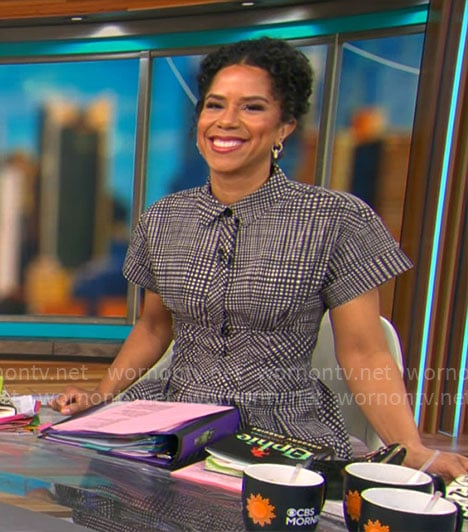 Adriana Diaz’s checked shirtdress on CBS Mornings