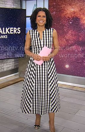 Adriana Diaz’s gingham check midi dress on CBS Mornings