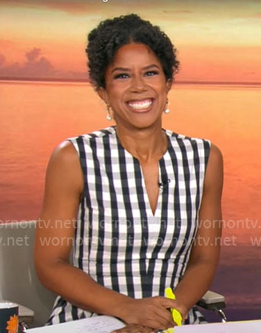 Adriana Diaz’s gingham check midi dress on CBS Mornings