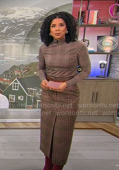 Adriana Diaz’s plaid top and skirt on CBS Mornings