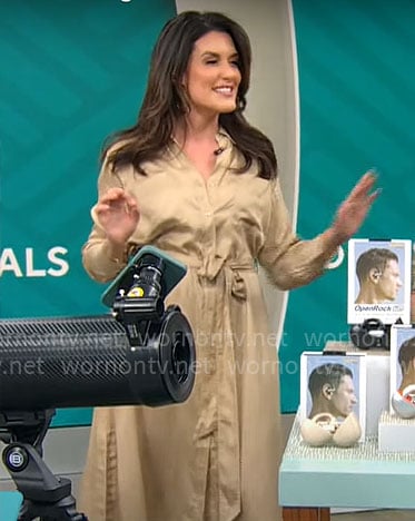 Adriane Kiss’s beige shirtdress on CBS Mornings