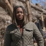 Adrienne Broaddus’s army green quilted jacket on NBC News Daily