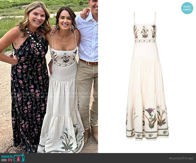 Agua by Agua Bendita Lima Embroidered Linen Maxi Dress worn by Wendy Stapleton on Today