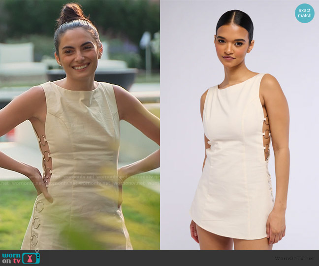 Akira Keepin It Classy Linen Mini Dress worn by Paige DeSorbo on Southern Charm