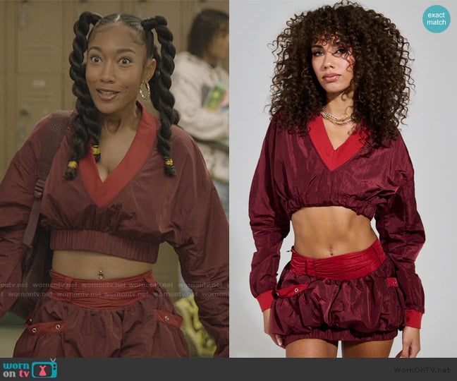 Akira Putting in Work V-Neck Sweatshirt worn by Macy (Najah Jackson) on All American