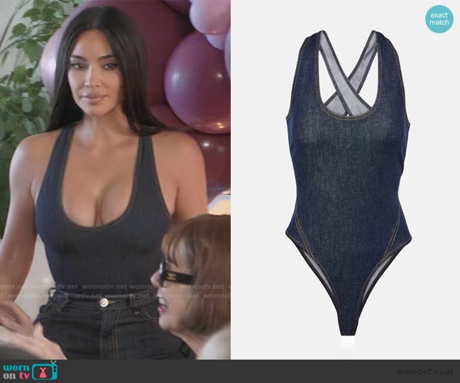 Alaia Denim Bodysuit worn by Kim Kardashian (Kim Kardashian) on The Kardashians