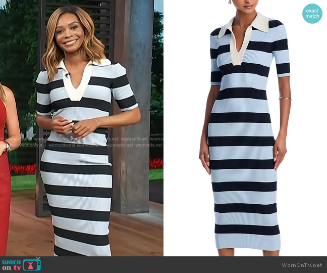 A.L.C. Darcy Dress in Midnight/Sky Blue worn by Zuri Hall on Access Hollywood