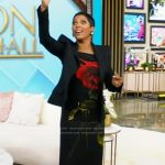 Tamron’s black rose print dress on Tamron Hall Show