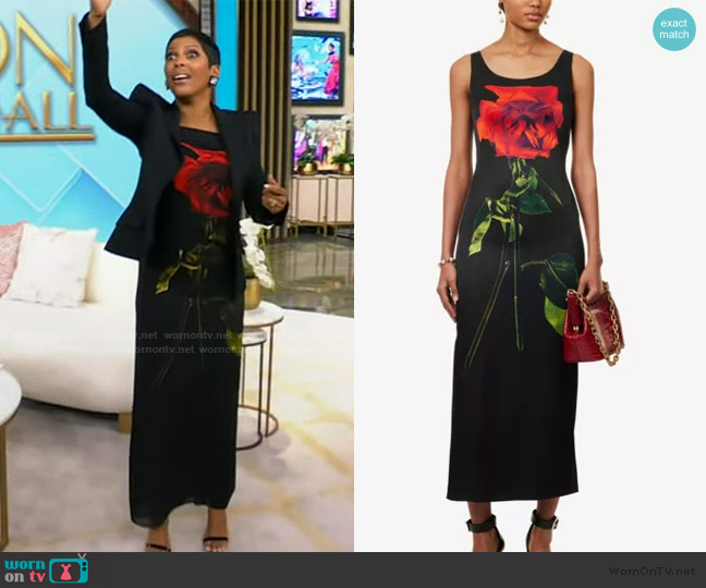 Alexander McQueen Scoop-Neck Sleeveless Flower-Print Silk Maxi Dress worn by Tamron Hall on Tamron Hall Show