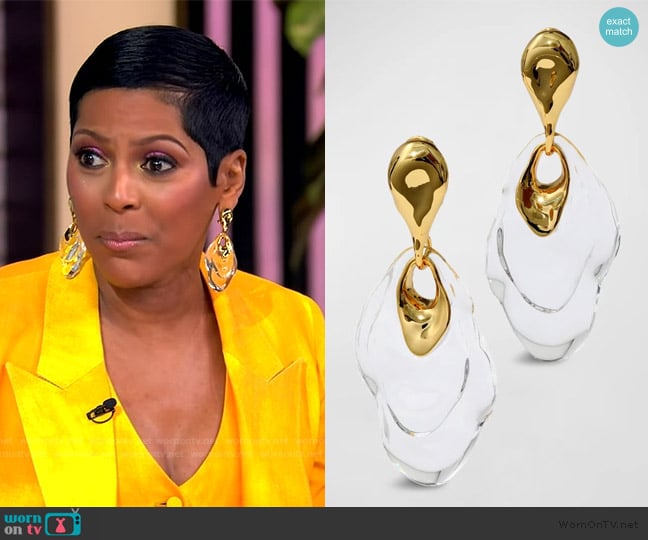 Alexis Bittar Liquid Lucite Ripple Drop Earrings worn by Tamron Hall on The View