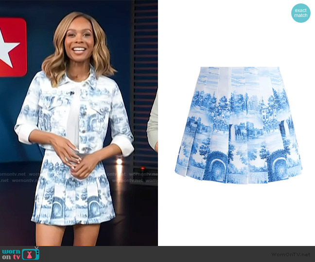 Alice + Olivia Carter Stitch Pleated Mini Skirt worn by Zuri Hall on Access Hollywood