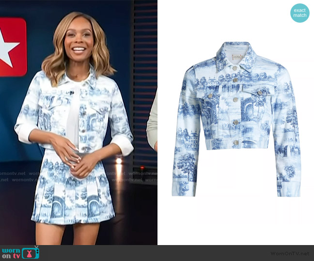 Alice + Olivia Chloe Boxy Crop Jacket worn by Zuri Hall on Access Hollywood