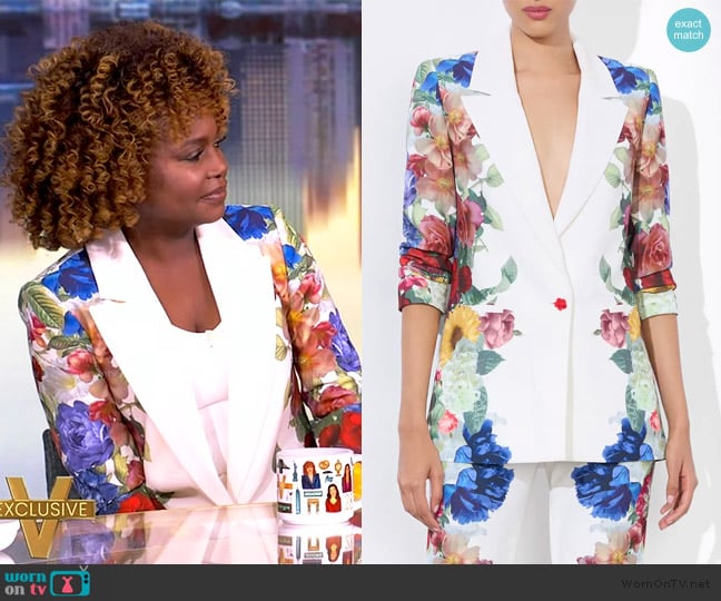 Alice + Olivia Denny Notch-Collar Boyfriend Blazer worn by Karine Jean-Pierre on The View