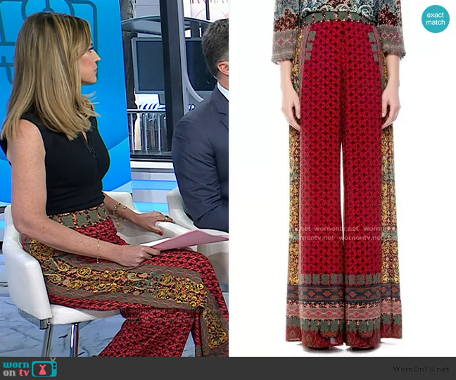 Alice + Olivia Athena Pattern Mix Wide Leg Pants worn by Savannah Guthrie on Today