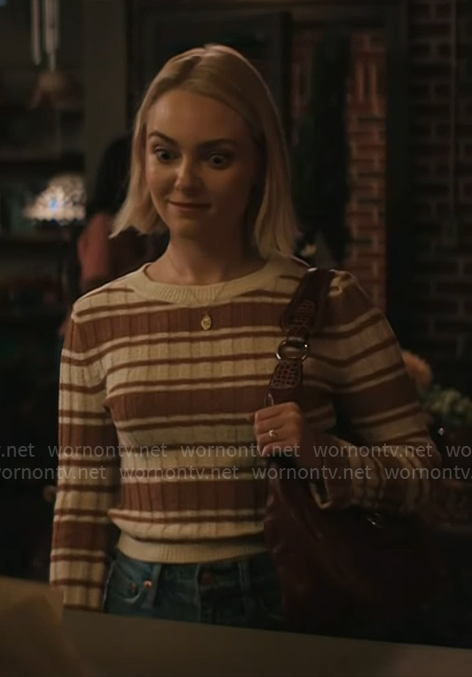 Alice’s brown striped sweater on Grosse Pointe Garden Society