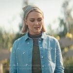Alice’s floral embroidered denim shirt on Grosse Pointe Garden Society