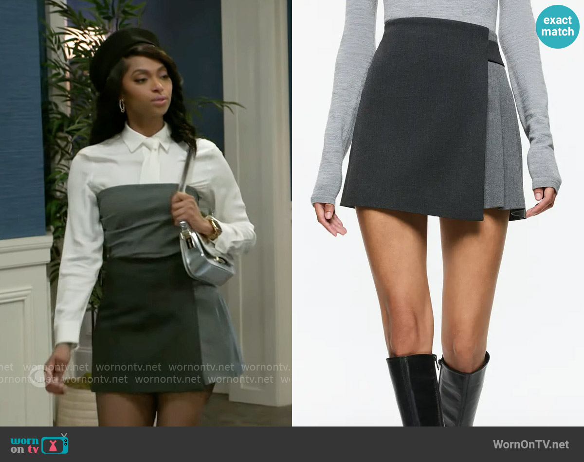 Alice + Olivia Toni Asymmetric Pleated Skirt worn by Kat Richardson (Colby Muhammad) on Beyond the Gates