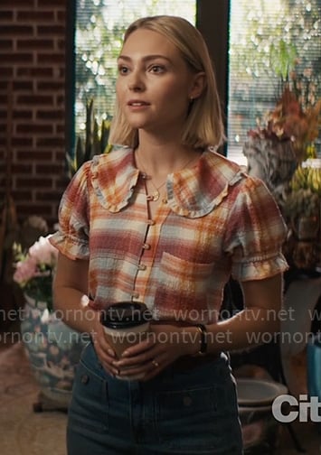 Alice’s plaid ruffle trim top on Grosse Pointe Garden Society