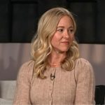 Allison Evans’ beige ribbed cardigan on Today
