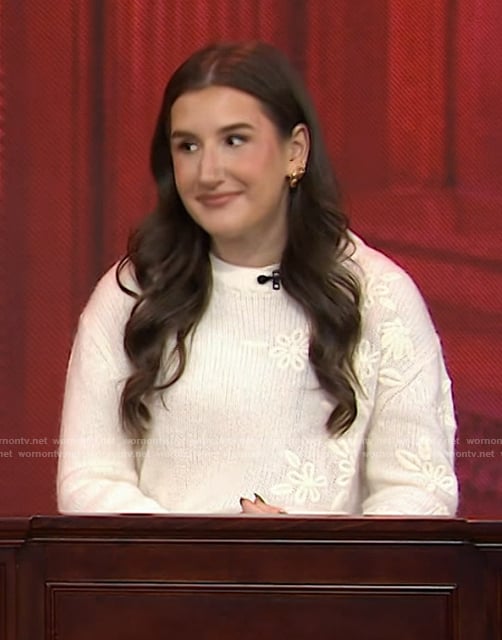 Allison Matey’s white floral knit sweater on Today