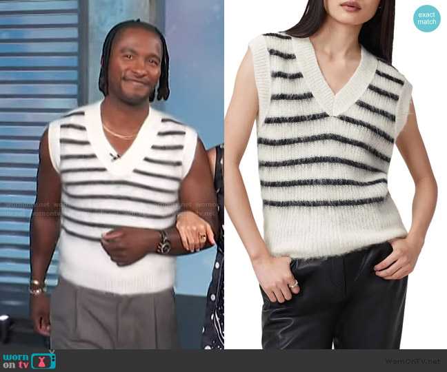 All Saints Riga Sweater Tank worn by Scott Evans on Access Hollywood