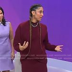 Ally’s burgundy knit sweater and skirt on Today
