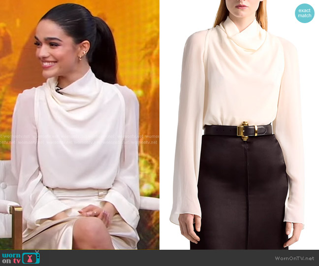 Altuzarra Cara Top in Ivory worn by Rachel Zegler on Good Morning America