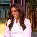 Alyssa’s white eyelet cotton blouse on The View