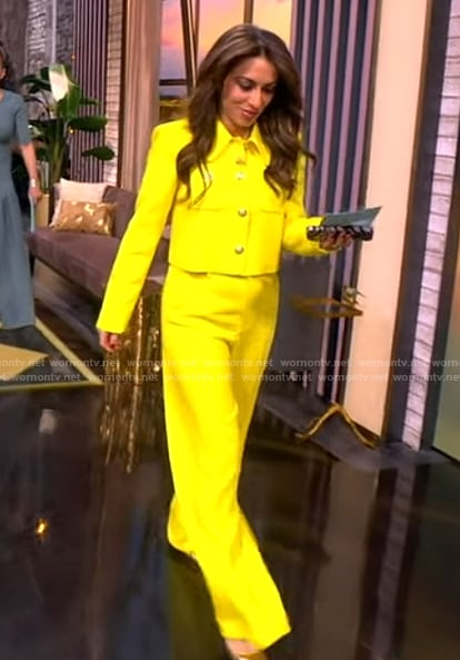 Alyssa’s yellow jacket and pants on The View