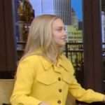 Amanda Seyfried’s yellow cropped jacket on Live with Kelly and Mark