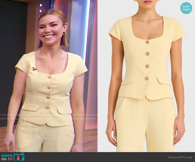 Amanda Uprichard Kya Top in Cornsilk worn by Kelsey Cook on Good Morning America