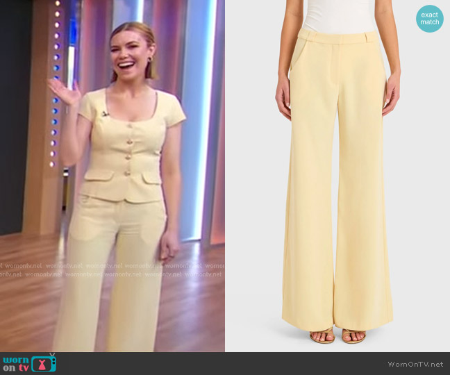 Amanda Uprichard Saddler Pants in Cornsilk worn by Kelsey Cook on Good Morning America