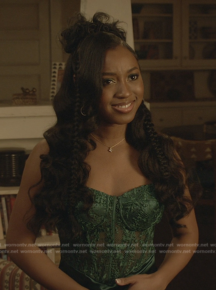 Amina’s green lace dress on All American