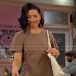 Amy’s taupe flutter sleeve dress on Days of our Lives