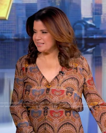 Ana’s printed long sleeve dress on The View